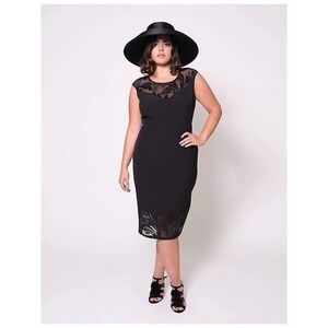 Christian Siriano‎ for Lane Bryant Women's SZ 24 Black Sheath Dress Lace